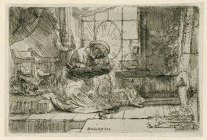 A Szűz és a Gyermek a macskával és a kígyóval alkotó: Rembrandt van Rijn