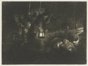 A pásztorok imádása: éjszakai jelenet alkotó: Rembrandt van Rijn