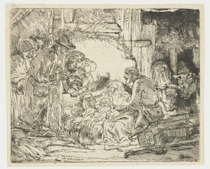 A pásztorok imádata: a lámpával alkotó: Rembrandt van Rijn