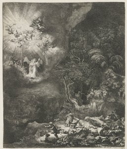 Az angyal megjelenik a pásztoroknak alkotó: Rembrandt van Rijn