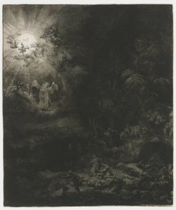 Az angyal megjelenik a pásztoroknak alkotó: Rembrandt van Rijn
