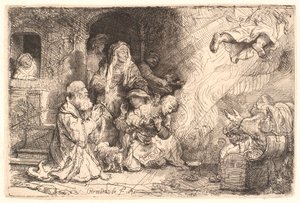 Az angyal távozik Tobit családjából alkotó: Rembrandt van Rijn