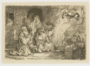 Az angyal Tóbiás családjából távozik alkotó: Rembrandt van Rijn