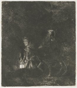 Repülés Egyiptomba: éjszakai darab alkotó: Rembrandt van Rijn
