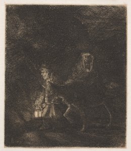 A menekülés Egyiptomba: egy éjszakai darab alkotó: Rembrandt van Rijn
