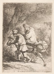 A menekülés Egyiptomba: kis tál alkotó: Rembrandt van Rijn