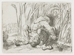 A szerzetes a kukoricaföldön alkotó: Rembrandt van Rijn