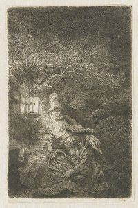 A többi az egyiptomi repülésen: éjszakai darab alkotó: Rembrandt van Rijn