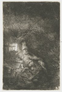 A többi az egyiptomi menekülésről: egy éjszakai darab alkotó: Rembrandt van Rijn