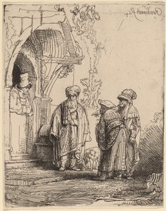 Három keleti alak (Jákób és Lábán?) alkotó: Rembrandt van Rijn