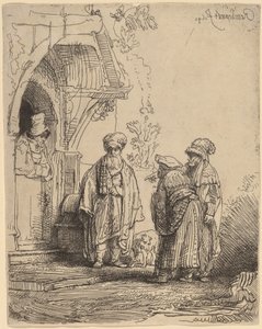 Három keleti alak (Jákób és Lábán?) alkotó: Rembrandt van Rijn