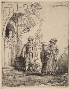 Három keleti alak (Jákób és Lábán) alkotó: Rembrandt van Rijn