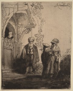 Három keleti alak (Jákób és Lábán) alkotó: Rembrandt van Rijn