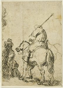 Turbános katona lóháton alkotó: Rembrandt van Rijn
