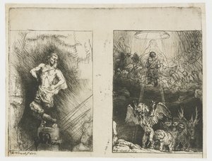 Két illusztráció Menasseh Ben Israel „Piedra Gloriosa” című művéhez A kép, amit Nabukodonozor látott Dániel látomása a négy vadállatról alkotó: Rembrandt van Rijn