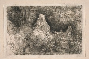 Menekülés Egyiptomba – A Szent Család átkel a patakon alkotó: Rembrandt van Rijn