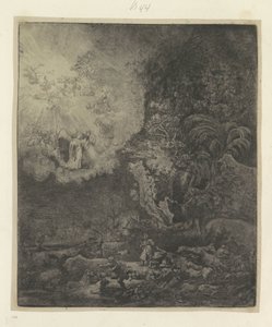 Verkondiging aan de herders Nyolcvanöt eredeti nyomat gyűjteménye (sorozat címe) alkotó: Rembrandt van Rijn