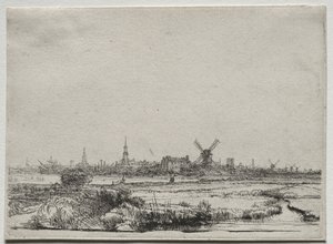 Amszterdam kilátása északnyugat felől, kb. 1640. alkotó: Rembrandt van Rijn