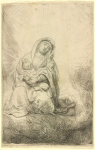 Szűz Mária és a Gyermek a felhők között alkotó: Rembrandt van Rijn