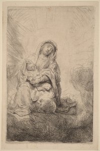 Szűz Mária és a Gyermek a felhők között alkotó: Rembrandt van Rijn