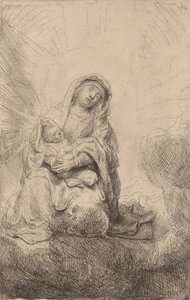 Szűz és gyermek a felhőkben, 1641. alkotó: Rembrandt van Rijn