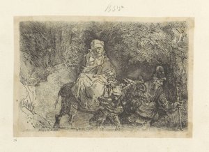 Repülés Egyiptomba: Átkelés egy patakon Recueil de quatre-vingt-cinq estampes originales (sorozat címe) alkotó: Rembrandt van Rijn