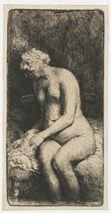 Nő fürdeti a lábát egy patakban Nő fürdik a lábát egy pataknál alkotó: Rembrandt van Rijn