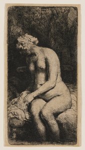 Nő, akinek a lába egy patakban van alkotó: Rembrandt van Rijn