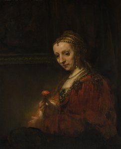 Rózsaszín ruhás nő, 1660-as évek eleje. alkotó: Rembrandt van Rijn