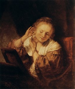 Fiatal nő fülbevalóval, 1657 alkotó: Rembrandt van Rijn