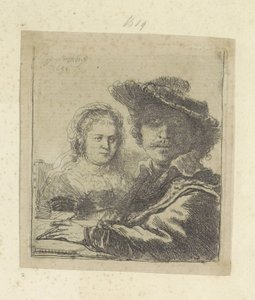Zelfportret felteszi Saskiát Nyolcvanöt eredeti nyomat gyűjteménye (sorozat címe) alkotó: Rembrandt van Rijn