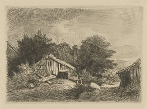 Táj egy romos kunyhóval alkotó: Remigius Adrianus Haanen