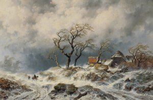 Holland téli táj (hófúvás)