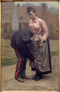 Vámkeresés. Remy Cogghe (1854-1935) festménye, Olaj, vászon