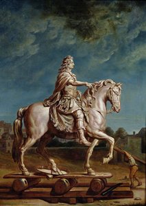 XIV. Lajos lovas szobrának elszállítása a kapucinusok kolostorának műhelyéből 1669-ben, 1669 után