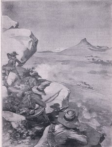 Búrok lövöldöznek French tábornok vonatára (litho) alkotó: René Bull
