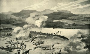 "A colensói csata – A dublini fusilierek kísérlete a Tugela Fordítására", 1900 alkotó: René Bull