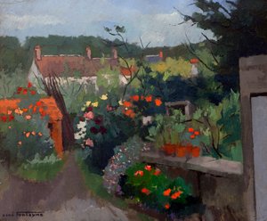 A Gardens at Souppes-sur-Loing, Seine-et-Marne (olaj, karton)