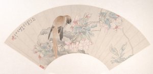Madár a sziklán egy virágzó ág mellett, 1879-ben. alkotó: Ren Xun