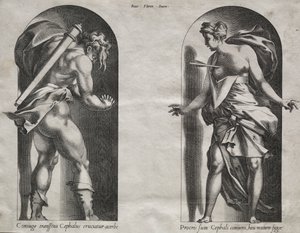 Cephalus és Procris két fülkében alkotó: Rene Boyvin