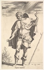 Empedoklész háromnegyed szögben elfordított fejjel elöl állva irányítja ..., kb. 1545-63.