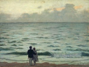Széllökés, naplemente Cabourgban, 1937 körül (olaj, panel)