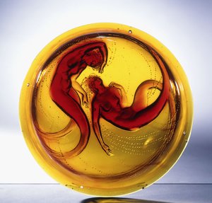 Deux Sirenes; rendkívül ritka öntött üvegcsillár, alkotó: Rene Jules Lalique