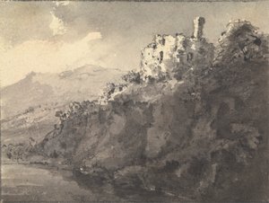 Táj, jobb oldalon egy kastély egy dombon alkotó: Rev. William Gilpin