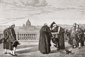 A Pinciánus-dombon, Róma, Olaszország, háttérben a Szent Péter-templommal a 19. század végén. A Rev. Samuel Manning által 1890 körül kiadott Italian Pictures című kötetből. alkotó: Reverend Samuel Manning