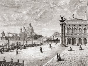Piazza San Marco vagy Szent Márk tér, Velence, Olaszország a 19. század végén. A Samuel Manning tiszteletes által 1890 körül kiadott Italian Pictures című műből.
