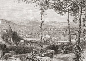 Torino, Olaszország a 19. század végén. A Samuel Manning tiszteletes által 1890 körül kiadott Italian Pictures című műből. alkotó: Reverend Samuel Manning