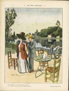 Illusztráció Ricardo Floresről (1878-1918) Le Rire-ben, 04/07/08 - Gyönyörű vasárnapok - Szabadidő, természeti növényzet, építészet urbanisztika, étterem kávézók, tengeri tengeri tengerpart alkotó: Ricardo Flores