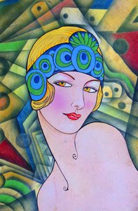 Art deco stílusú flapper-portré alkotó: Ricardo Maya
