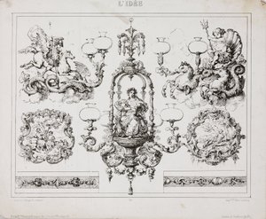 Gáz- vagy olajcsillárok, Párizs, Franciaország, 1860 körül